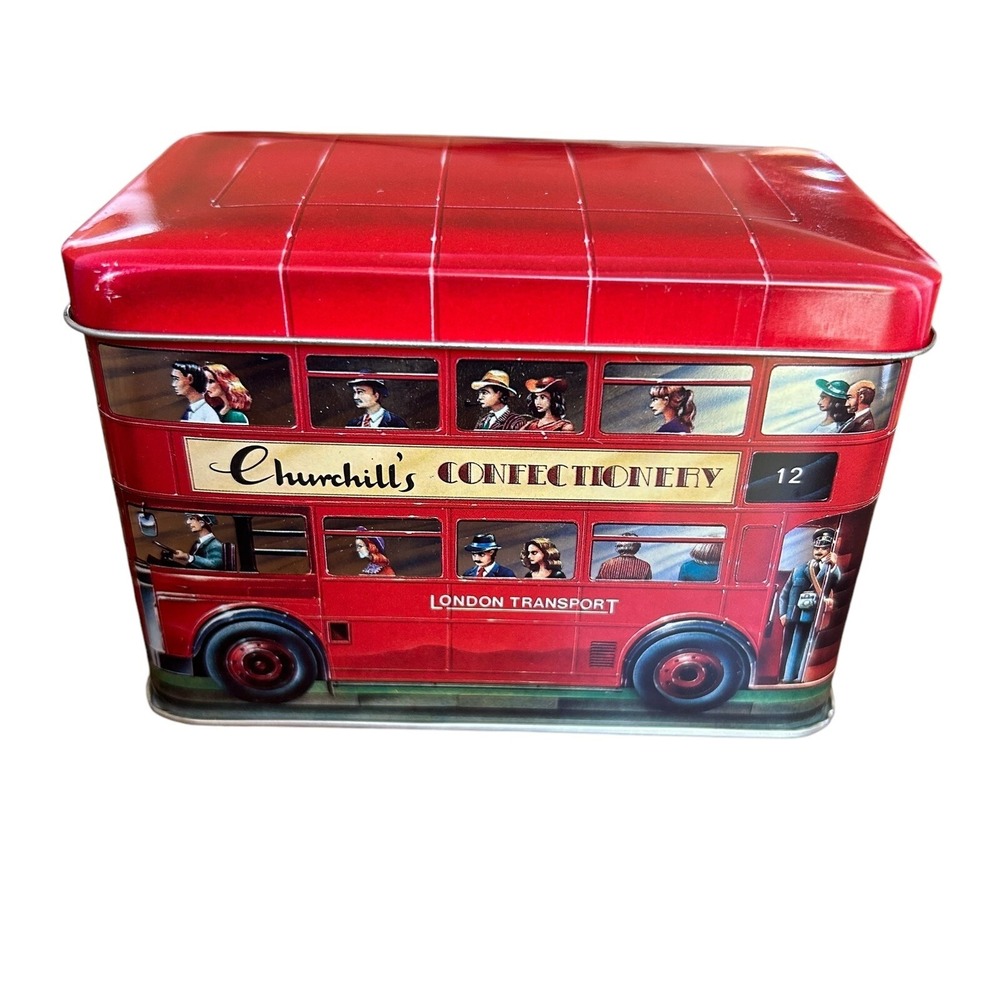 Churchill's‎ of London Vintage Double Decker Bus Tin Collectible England Empty